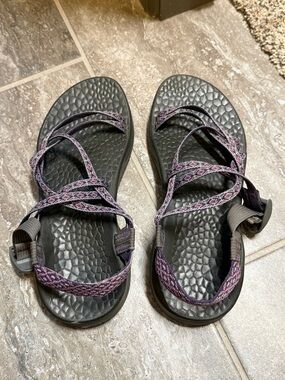 Chaco Women's Black Sandals with Purple Woven Straps